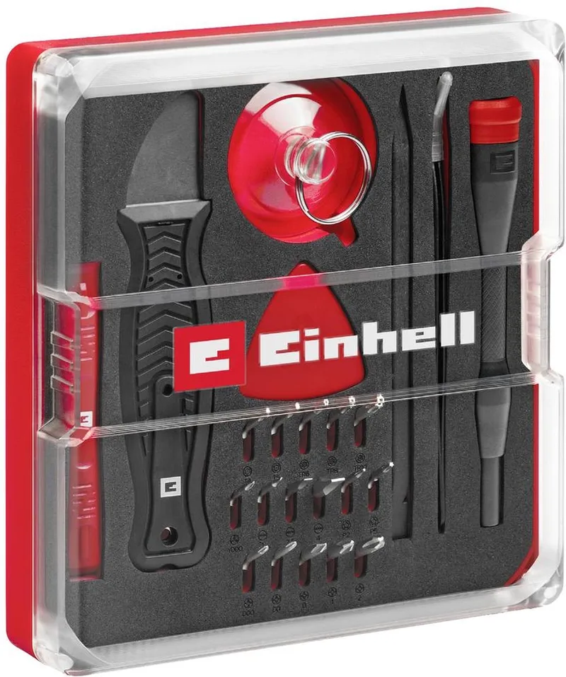 115020 Bitset 28-delig T-profiel, Tri-Point, Plat, Pentalobe, Kruiskop Phillips Incl. bithouder en schroevendra by Einhell – product image