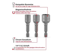 135101 Dopsleutel-bitinzetset 8 - 13 mm 1/4 (6,3 mm) von Einhell, Kleurloos – Produktbild 2 von 5