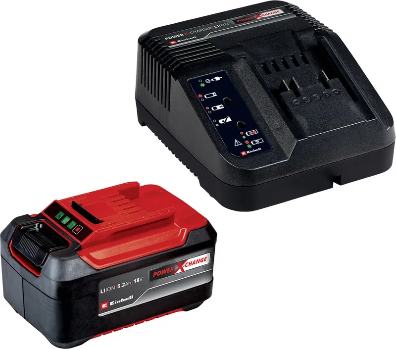 18 V/5.2 Ah Power X-Change starter kit - 1x 5.2 Ah Plus Accu en snellader - universeel voor alle Power X-Change machines van Einhell – productafbeelding 1 van 5