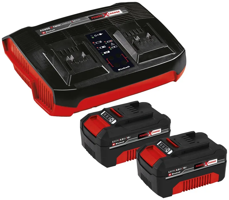 2x 4,0Ah & Twincharger Kit Akku Starter-Set (2 St), 18 V, 4 Ah, inkl. Ladegerät by Einhell – product image