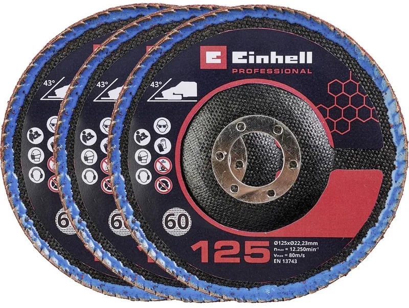 4440020 Einhell-haakse slijper-accessoires 3x 125 mm Flap-discs Curved Diameter 125 mm by Einhell – product image