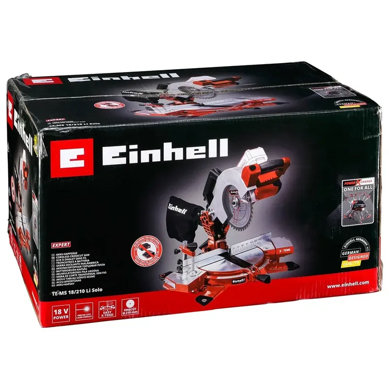 Accu Afkort-/Verstekzaag TE-MS 18/210 Li Solo - Power X-Change - 18 V/Li-ion - Ø210 mm - X-Tend werkstuksteunen - Incl. 40 tands zaagblad - Excl. accu en lader van Einhell – productafbeelding 5 van 6