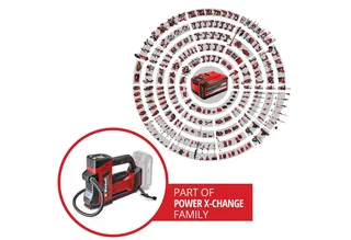 Accu Auto Compressor CE-CC 18/23 D Li Solo - Power X-Change - 18 V/Li-ion - Lengte slang: 0,7 m - Max. Luchtafgifte: 23 l/min - Max. Werkdruk: 11 bar - Digitale manometer - Incl. 3-delige adapterset - Excl. accu en lader van Einhell, Rood – productafbeelding 2 van 5