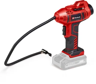 Accu Auto Compressor CE-CC 18 Li Solo - Power X-Change - 18 V/Li-ion - Lengte slang: 0,6 m - Max. Luchtafgifte: 12 l/min - Max. Werkdruk: 11 bar - Digitale manometer - Incl. 3-delige adapterset - Excl. accu en lader van Einhell, Rood – productafbeelding 1 van 6
