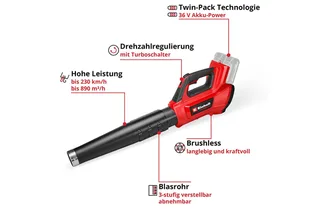 Accu Bladblazer GP-LB 36/230 Li E BL Solo - Power X-Change - 36 V/Li-ion - Blaassnelheid: 230 km/h - Excl. accu en lader van Einhell – productafbeelding 2 van 4