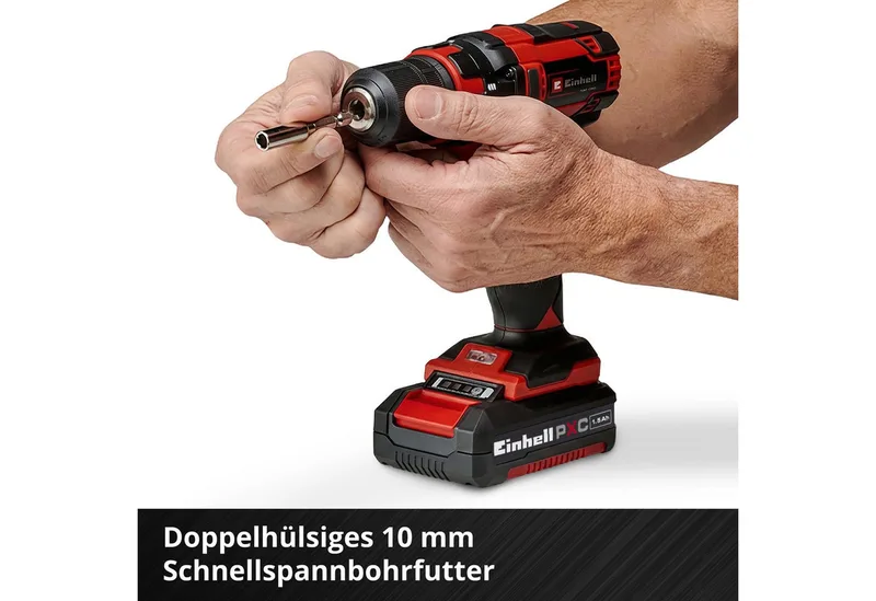 Accu Boor-/Schroefmachine TC-CD 18/35 Li Kit - Power X-Change - 18 V/Li-ion - 35 Nm - 0-550 t/min - 10 mm snelspanboorkop - Elektronische snelheidsregeling - Incl. 1x 1.5 Ah accu en lader van Einhell – productafbeelding 5 van 5