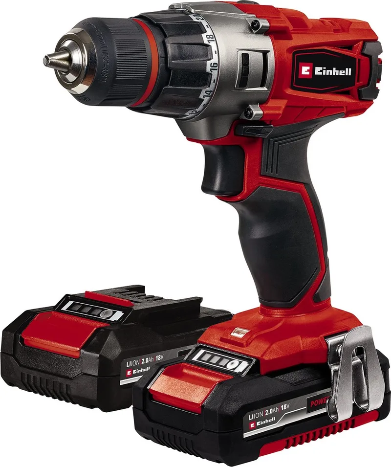 Accu Boor-/Schroefmachine TE-CD 18/2 Li Kit - Power X-Change - 18 V/Li-ion - 44 Nm - 10 mm snelspanboorkop - Incl. 2x 2.0 Ah accu en lader von Einhell – Produktbild