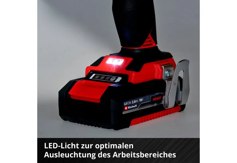 Accu Boor-/Schroefmachine TP-CD 18/50 Li BL Kit - Power X-Change - 18 V/Li-ion - 50 Nm - 0-500/0-1.800 t/min - Koolborstelloze motor - Incl. 2x 2.0 Ah accu, lader en transport-/opbergkoffer van Einhell – productafbeelding 4 van 5