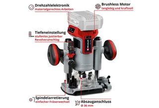 Professional Défonceuse 4350411 TP-RO 18 Li BL - Solo sans batterie, sans chargeur de Einhell, Rouge – image du produit 3 sur 4
