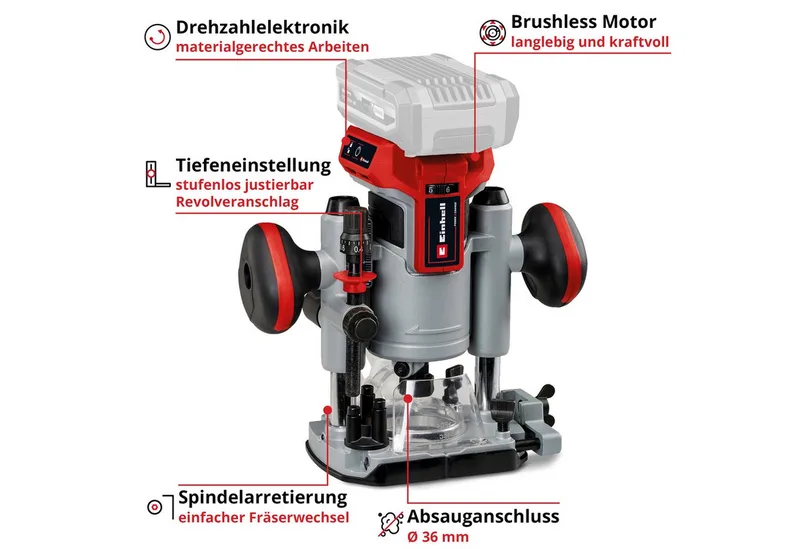 Professional Défonceuse 4350411 TP-RO 18 Li BL - Solo sans batterie, sans chargeur de Einhell, Rouge – image du produit 3 sur 4