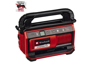 Accu Compressor PRESSITO 18/25 Li Solo - Power X-Change - 18 V/Li-Ion - Aanzuigcapaciteit Hogedruk-/Lagedrukpomp: 25/360 l/min - Max. werkdruk hogedrukpomp: 11 bar - Incl. 3-delige adapterset - Excl. accu en lader van Einhell, Rood – productafbeelding 2 van 5