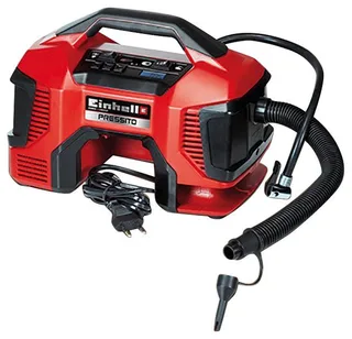Accu Compressor PRESSITO Li Solo - Power X-Change - 18 V/Li-Ion - Aanzuigcapaciteit Hogedruk-/Lagedrukpomp: 21/380 l/min - Max. werkdruk hogedrukpomp: 11 bar - Incl. 3-delige adapterset - Excl. accu en lader van Einhell, Rood – productafbeelding 3 van 5