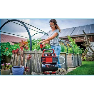 Accu Compressor TE-AC 18/75 Li OF Solo - Power X-Change - 18 V/Li-ion - Max. 8 bar - 5 L tank - Olievrij - Zuigvermogen 75 l/min - Excl. accu en lader van Einhell, Rood – productafbeelding 2 van 6