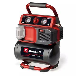 Accu Compressor TE-AC 18/75 Li OF Solo - Power X-Change - 18 V/Li-ion - Max. 8 bar - 5 L tank - Olievrij - Zuigvermogen 75 l/min - Excl. accu en lader van Einhell, Rood – productafbeelding 3 van 6