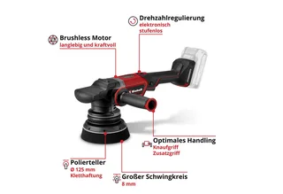 Accu Excentrische Polijstmachine CP-EP 18/125 Li BL Solo - Power X-Change - 18 V/Li-ion - 500-3.800 t/min - Ø125 mm - Incl. 3x polijstpads - Excl. Accu en lader by Einhell – product image 2 of 5