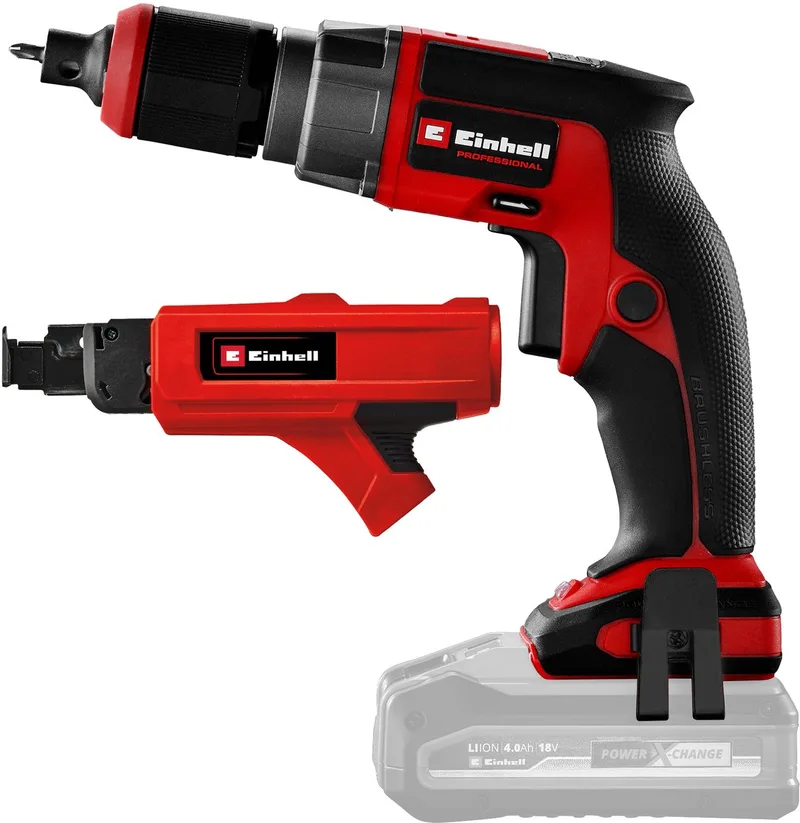 Accu Gipsplaat Schroevendraaier TP-DY 18 Li Solo - Power X-Change - 18 V/Li-ion - 5000 t/min - Diepteaanslag - Continue werking - Incl. magazijn en koffer E-Box S35 - Excl. accu en lader by Einhell – product image