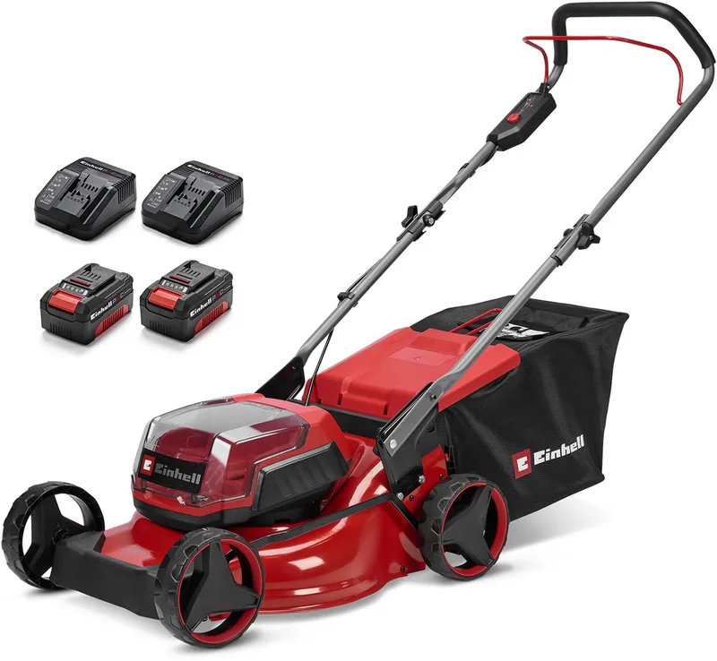 Accu Grasmaaier GC-CM 36/42 Li BL Kit - Power X-Change - 36 V/Li-ion - Maaibreedte: 42 cm - Aanbevolen gazonoppervlakte: tot 400 m² - 50 L opvangzak - Maaihoogte: 25-75 mm - Incl. 2x43.0 Ah accu en 2 opladers by Einhell – product image