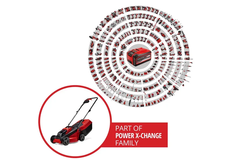 Accu Grasmaaier GE-CM 18/30 Li Kit - Power X-Change - 18 V/Li-ion - Maaibreedte: 30 cm - Aanbevolen gazonoppervlakte: tot 150 m² - 25 L opvangzak - Maaihoogte: 30-70 mm - Incl. 3.0 Ah Accu en lader by Einhell – product image 2 of 4