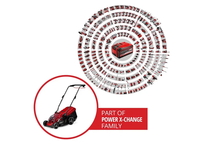 Accu Grasmaaier GE-CM 36/36 Li Kit - Power X-Change - 36 V/Li-ion - Maaibreedte: 36 cm - Aanbevolen gazonoppervlakte: tot 400 m² - 40 L opvangzak - Maaihoogte: 25-75 mm - Incl. 2x 4.0 Ah Accu en 2x laders de Einhell – image du produit 2 sur 4