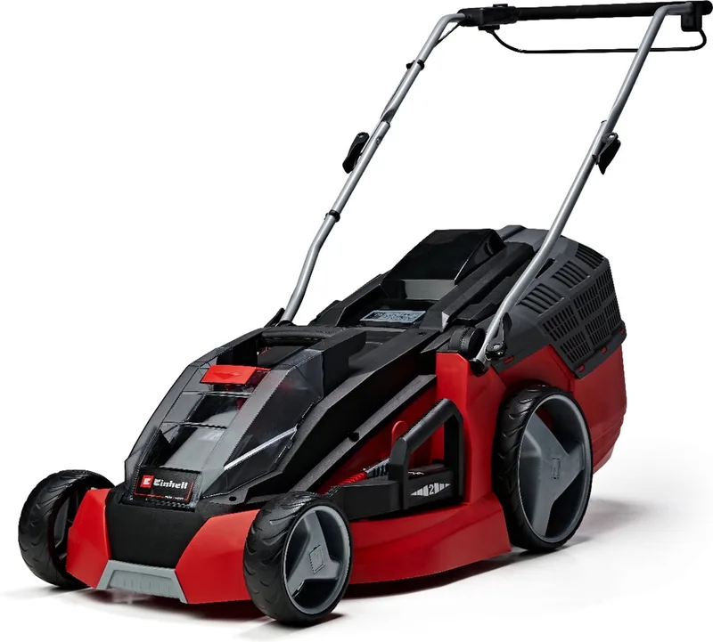 Accu Grasmaaier GE-CM 43 Li M Kit - Power X-Change - 36 V/Li-ion - Maaibreedte 43 cm - Aanbevolen gazonoppervlakte: tot 600 m² - 63 L opvangbak - Maaihoogte: 25-75 mm - Incl. 2x 4.0Ah accu + 2x oplader van Einhell – productafbeelding 1 van 6