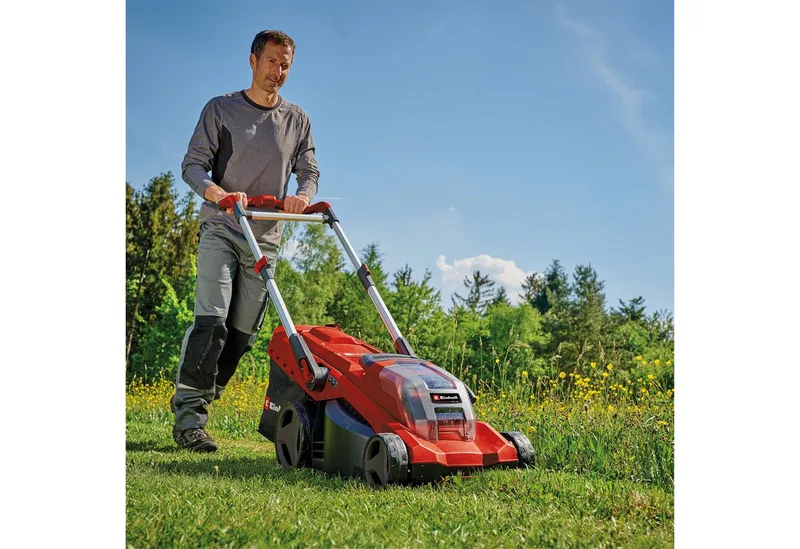 Accu Grasmaaier GP-CM 36/450 BL Kit - Power X-Change - 36 V/Li-ion - Maaibreedte: 38 cm - Aanbevolen gazonoppervlakte: tot 450 m² - Maaihoogte: 25-75 mm - Incl. 2x 4.0 Ah Accu en 1x DUO-lader by Einhell – product image 4 of 4