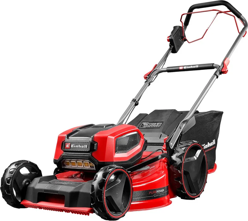 Accu Grasmaaier GP-CM 36/52 S BL Li Kit - Power X-Change - 36 V/Li-ion - Maaibreedte: 52 cm - Aanbevolen gazonoppervlakte: tot 1200 m² - 65 L opvangzak - Maaihoogte: 25-80 mm - Incl. 4x 5.2 Ah Accu en 2x DUO-lader de Einhell – image du produit 1 sur 4