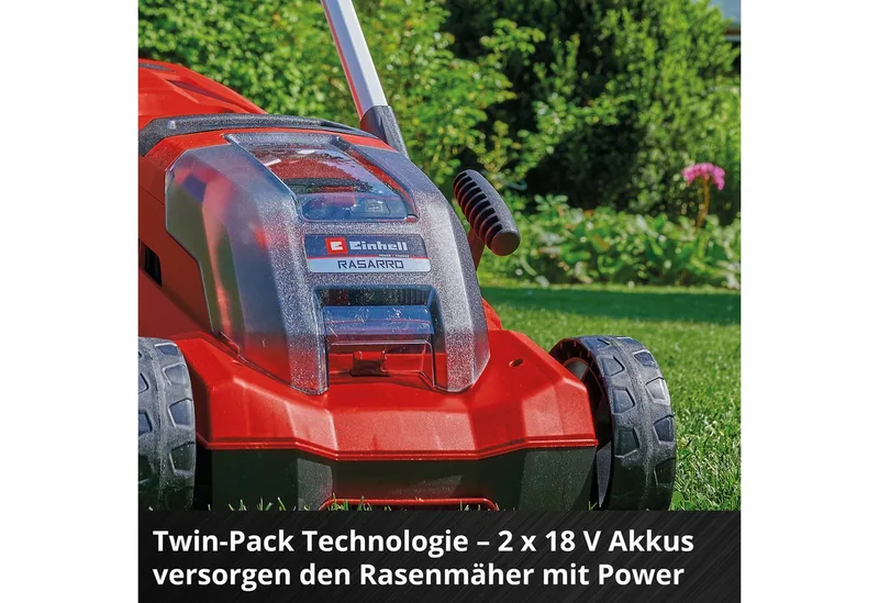 Accu Grasmaaier RASARRO 36/38 Li Kit - Power X-Change - 36 V/Li-ion - Maaibreedte 38 cm - Aanbevolen gazonoppervlakte: tot 450 m² - 45 L opvangbak - Maaihoogte: 25-75 mm - Mulching functie - Incl. 2x 4.0Ah + 1x DUO-lader de Einhell – image du produit 4 sur 4