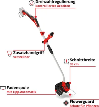 GE-CT 18/33 Li E-Solo Akku-Rasentrimmer sans fil Coupe-bordures sans fil sans batterie, sans chargeur 18 V Largeur de coupe (max.): 33 cm de Einhell – image du produit 4 sur 5