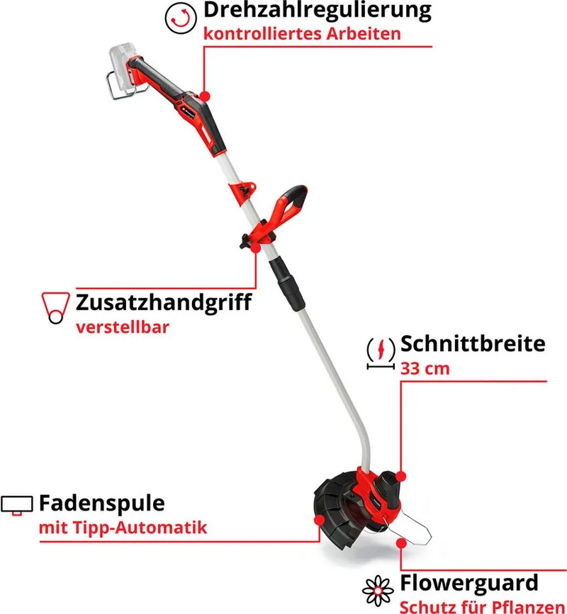 GE-CT 18/33 Li E-Solo Akku-Rasentrimmer sans fil Coupe-bordures sans fil sans batterie, sans chargeur 18 V Largeur de coupe (max.): 33 cm de Einhell – image du produit 4 sur 5
