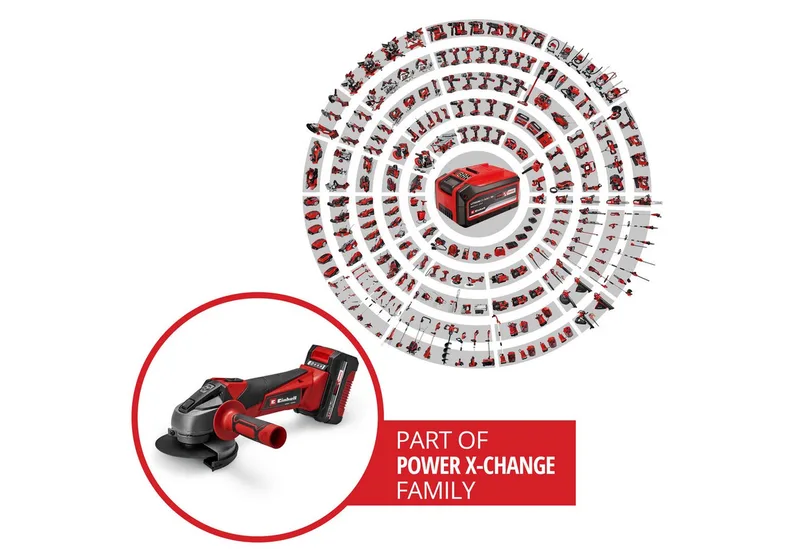Accu Haakse Slijper TC-AG 18/115 Li Kit - Power X-Change - 18 V/Li-ion - Ø115 mm - 8.500 t/min - Max. Snijdiepte: 28 mm - Incl. 1x 4.0 Ah Accu en Lader de Einhell – image du produit 2 sur 4