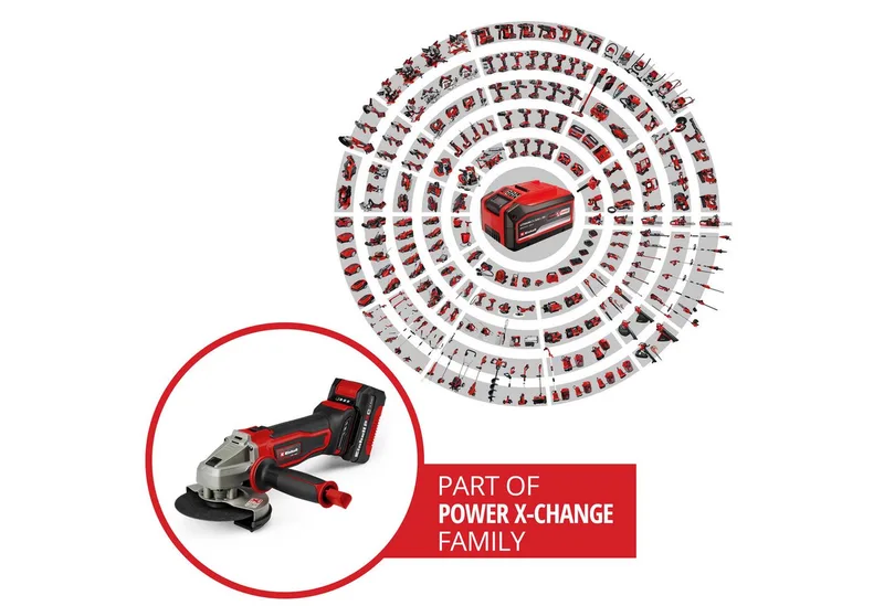 Accu Haakse Slijper TE-AG 18/125-2 Li Kit - Power X-Change - 18 V/Li-ion - Ø125 mm - 8.500 t/min - Max. Snijdiepte: 33 mm - Incl. 1x 4.0 Ah Accu en Lader fra Einhell – produktbillede 2 af 5