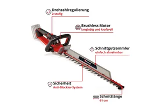 Accu Heggenschaar GP-CH 18/61 Li BL Solo - Power X-Change - 18 V/Li-ion - Koolborstelloze motor - Snoeilengte: 61 cm - Tandafstand: 26 mm - Draaibare handgreep - Excl. accu en lader fra Einhell – produktbillede 3 af 5