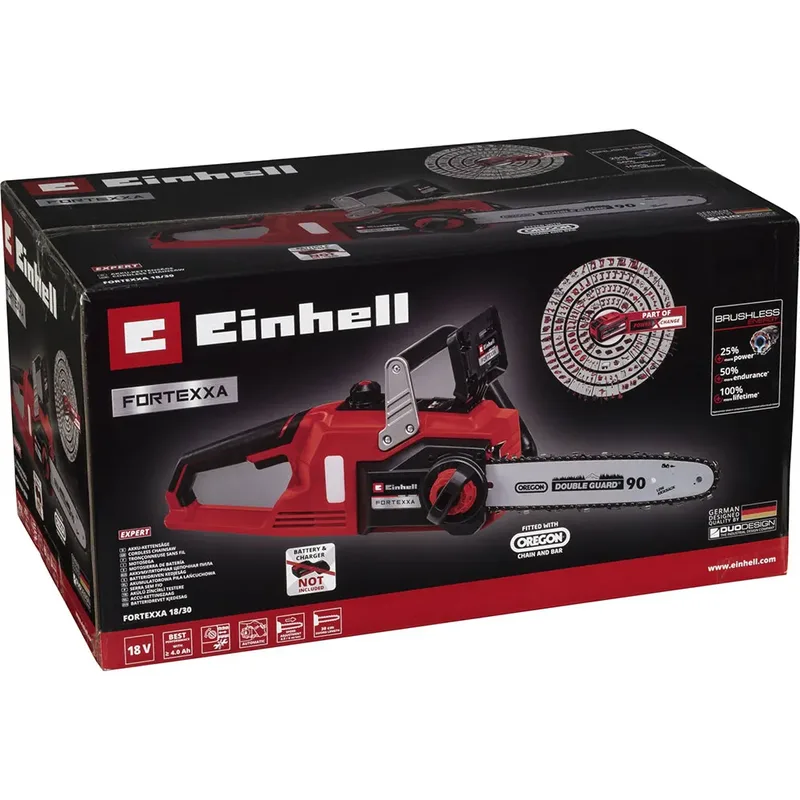 Accu Kettingzaag FORTEXXA 18/30 Li Solo - Power X-Change - 18 V/Li-Ion - Koolborstelloze motor - Zwaardlengte: 30 cm - Max. Zaaglengte: 27 cm - Excl. accu en lader de Einhell – image du produit 6 sur 6