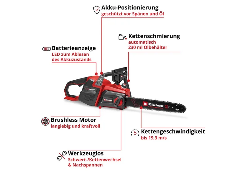 Accu Kettingzaag GP-LC 36/40 Li BL Solo - Power X-Change - 36 V/Li-ion - Koolborstelloze motor - Zwaardlengte: 40 cm - Max. Zaaglengte: 38 cm - Excl. accu en lader by Einhell – product image 3 of 4