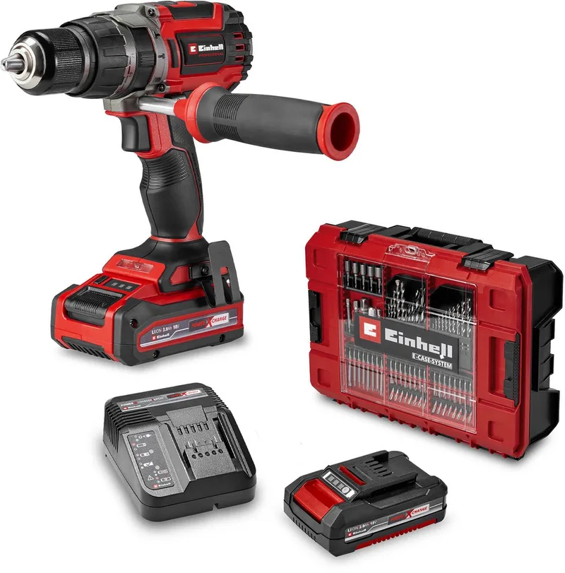 Accu Klopboor-/ Schroefmachine TP-CD 18/70 Li-i BL +70 Kit - Power X-Change - 18 V/Li-ion - Met impactfunctie - 70 Nm - Koolborstelloze motor - Incl. 70-delige bit-/borenset, 1x 2,0 Ah accu, 1x 3,0 Ah accu en lader, Koffer by Einhell – product image
