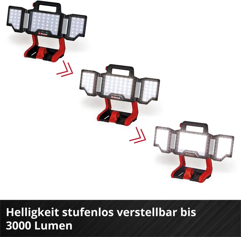 Accu Lamp TP-CL 18/3000 Li Set Solo - Power X-Change - 18 V/Li-ion - 3000 lm - 5700 K - 60 LED's - 270° lichtbereik - Incl. statief - Excl. accu en lader de Einhell, Rouge – image du produit 5 sur 5