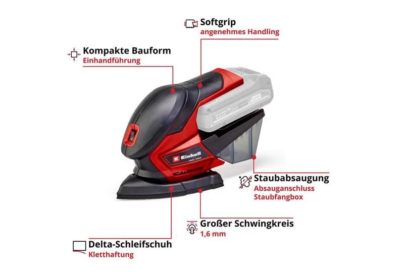Accu Multischuurmachine TE-OS 18/150 Li Solo - Power X-Change - 18 V/Li-ion - Schuuroppervlak: 150 x 150 x 100 mm - Excl. accu en lader by Einhell – product image 3 of 4