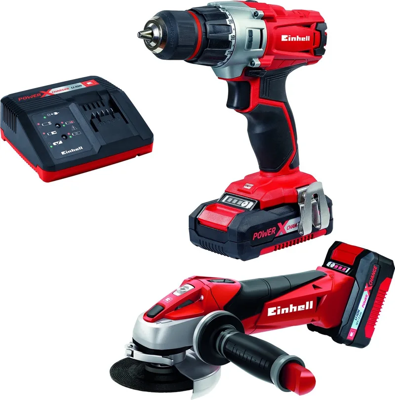 Accu Power Tool Kit TE-TK 18 Li Kit 18 V/1.5 Ah/3.0 Ah (Accu Boor-/Schroefmachine / Accu Haakse slijper) - Power X-Change van Einhell – productafbeelding