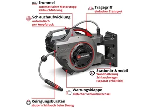 Accu Slanghaspel GE-HR 18/30-1 Li Solo - Power X-Change - 18 V/Li-ion - 30 meter + 1,5 meter - Automatisch slang oprollen - 180° Draaibaar - Excl. accu en lader fra Einhell – produktbillede 4 af 5