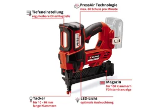 Accu Tacker FIXETTO 18/38 S Li Solo - Power X-Change - 18V/Li-ion - Max. 60 schoten per minuut - Incl. 500 nieten - Excl. Accu en lader van Einhell – productafbeelding 3 van 5