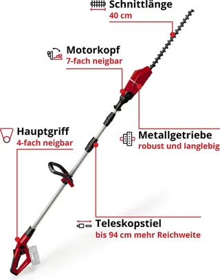 Power X-Change GE-HH 18/45 Li T - Solo sans fil Taille-haie télescopique sans chargeur, sans batterie 18 V Li-Ion 450 mm de Einhell – image du produit 3 sur 5