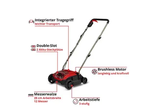 Accu Verticuteerder/Beluchter GC-SC 18/28 DS Li Solo - Power X-Change - 18 V/Li-ion - Werkbreedte: 28 cm - 12 messen - Excl. accu en oplader de Einhell – image du produit 2 sur 5