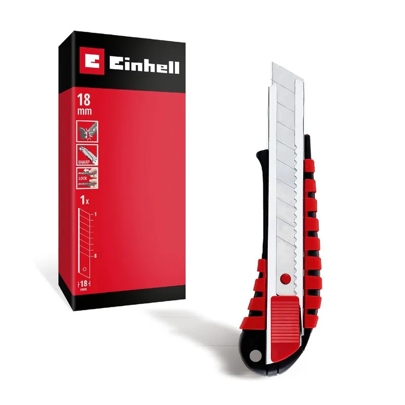 afbreekmes 18 mm (metalen behuizing, afbreekmes, roestvrijstalen geleider, automatische vergrendeling, handmatige lengteverstelling, veelzijdig gebruik) de Einhell – image du produit