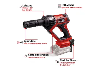 Akku-Druckreiniger Hypresso 18/24-1, Druck max: 24 bar, Fördermenge max: 240 l/h, inkl. Akku 18V/2,5Ah und Ladegerät von Einhell, Rot – Produktbild 3 von 5