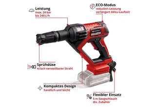 Akku-Druckreiniger HYPRESSO 18/24-1, Druck max: 24 bar, Fördermenge max: 240 l/h, Druckreinigerpistole ohne Akku und Ladegerät de Einhell, Rouge, Noir – image du produit 3 sur 5