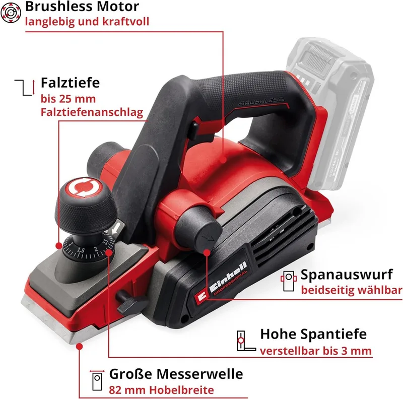 Akku-Elektrohobel Professional 18V Akku-Handhobel TP-PL 18/3 Li BL - Solo von Einhell – Produktbild 4 von 5