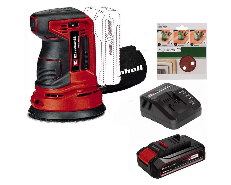 Akku-Exzenterschleifer Exzenterschleifer TE-RS 18V +2.5 Ah Akku + Extra 6tlg Schleifblattset de Einhell – image du produit 1 sur 5