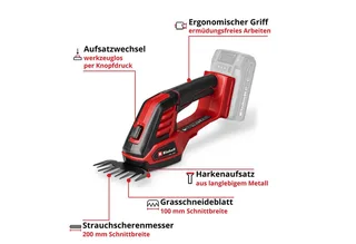 Akku-Grasschere GE- CG 18/100 Li - 3 in 1-Solo, ohne Akku und Ladegerät de Einhell, Rouge, Noir – image du produit 3 sur 5
