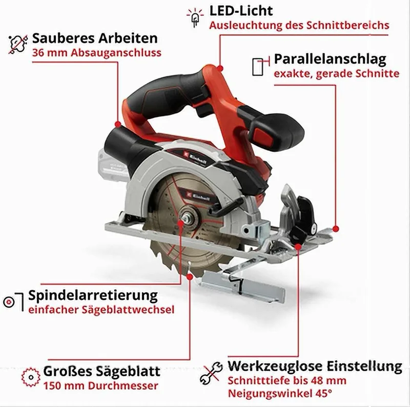 Akku-Handkreissäge Einhell Akku Handkreissäge TE-CS 18/150 Li - 18V Solo von Einhell – Produktbild 4 von 5