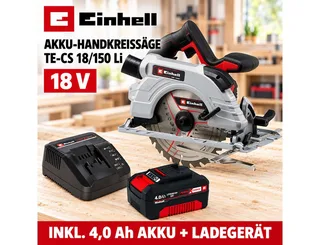 Akku-Handkreissäge Einhell Handkreissäge TE-CS 18/150 Li - 18V mit Akku 4.0 Ah, Ladegerät de Einhell – image du produit 2 sur 4